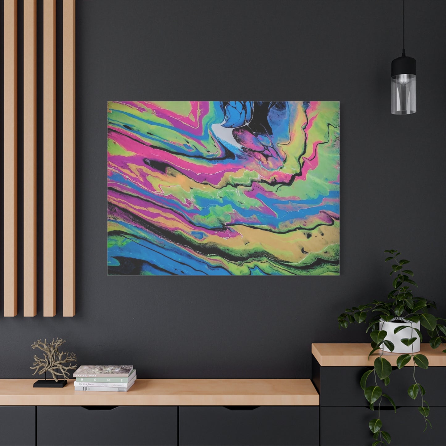 Abstract Neon Fluid Art Canvas Print — Vibrant Psychedelic Wall Decor
