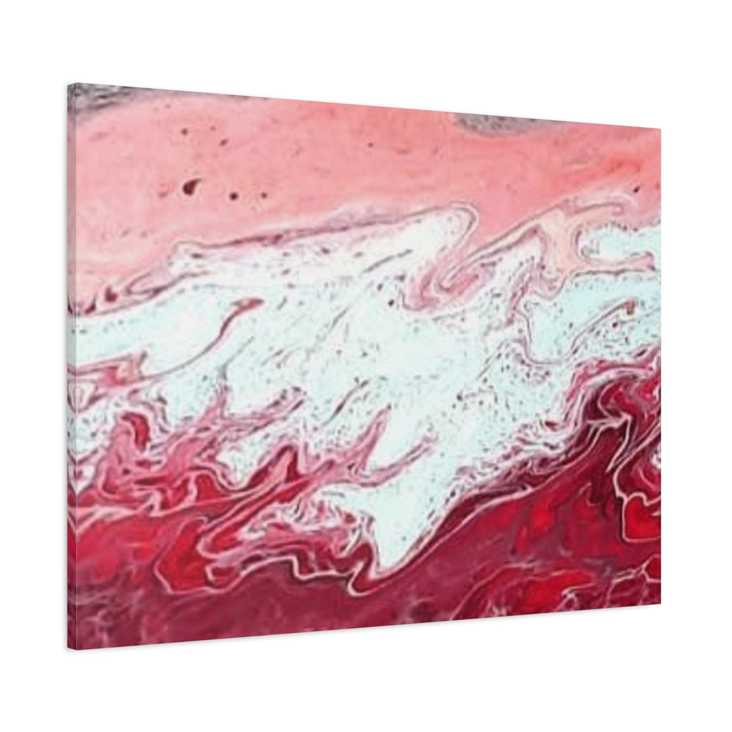 Abstract Pink & Red Fluid Art Canvas — Matte Stretched Wall Art