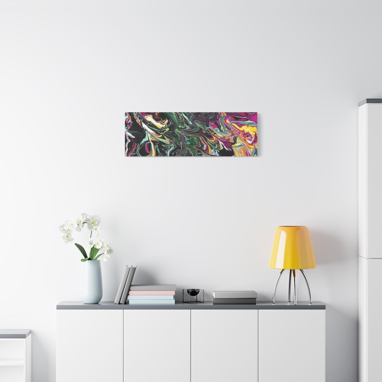 chaos in the garden - Abstract Fluid Art Matte Canvas Print - Colorful Swirl Wall Art