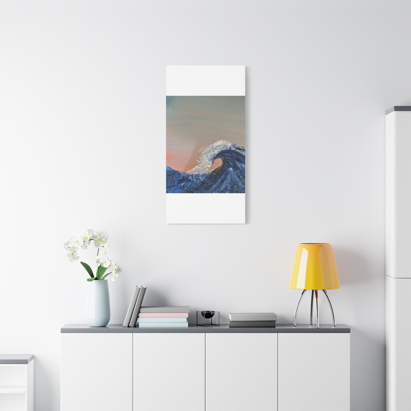 California_Coast - Ocean Wave Canvas Art — Blue Wave Seascape Matte Stretched Canvas