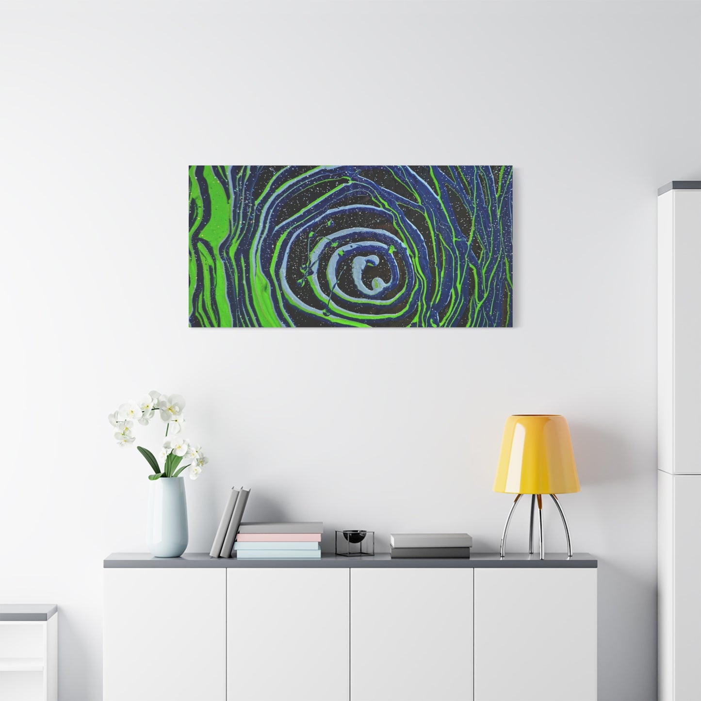 Abstract Green Swirl Matte Canvas Art — Stretched 1.25" Wall Décor