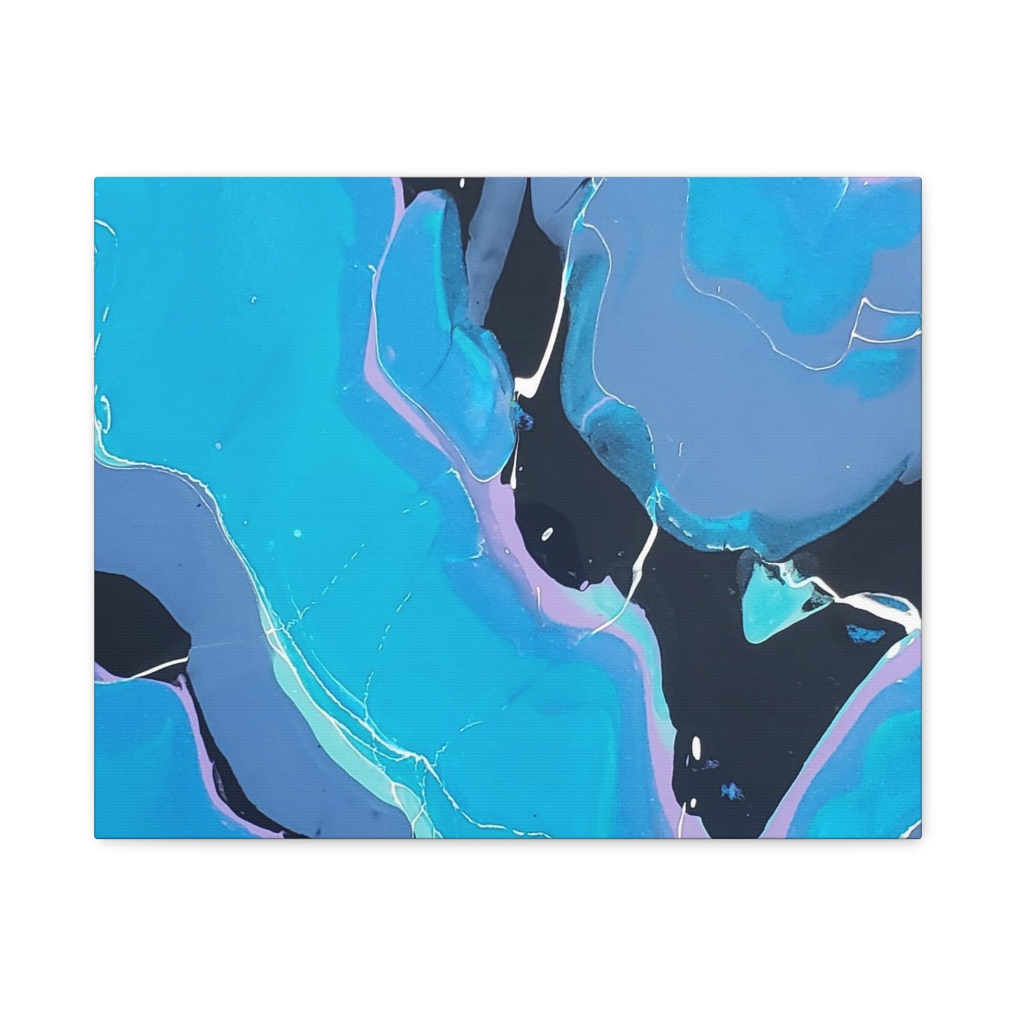 Abstract Blue Fluid Art Canvas Print — Matte Stretched Wall Art 1.25"