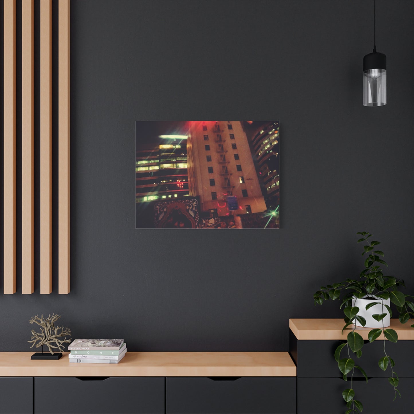 Hotel DeAnza - City Nightscape Canvas Print — Urban Street Art Building Matte Stretched 1.25"