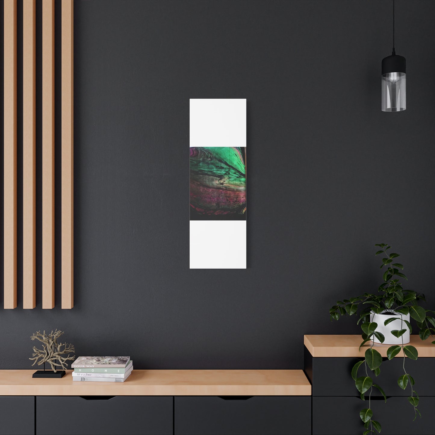 flame tempered pour - Abstract Teal & Magenta Canvas Wall Art — Matte Stretched 1.25"