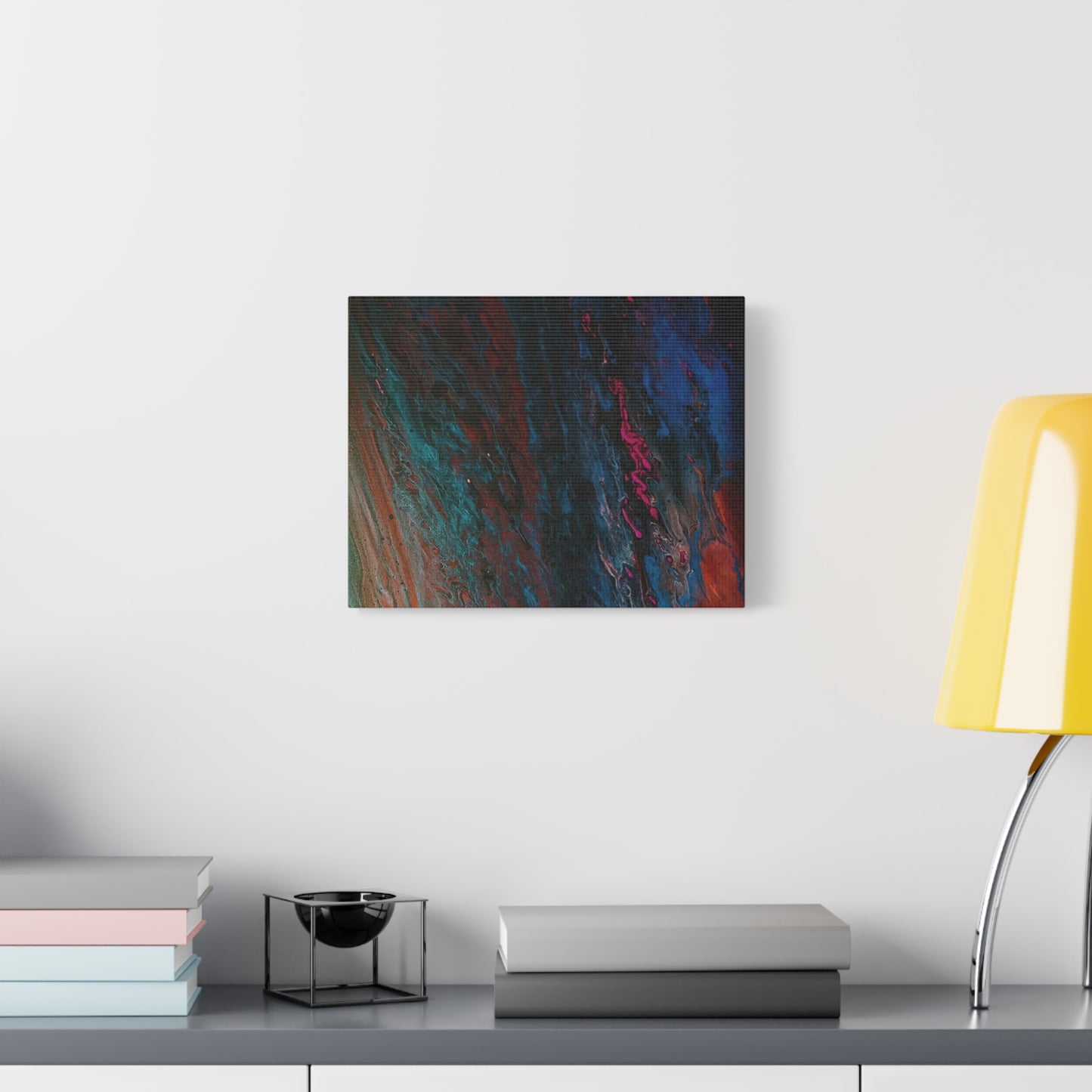 Abstract Fluid Art Canvas Wall Art - Jupiter pour — Vibrant Ocean Night Matte Stretched Canvas