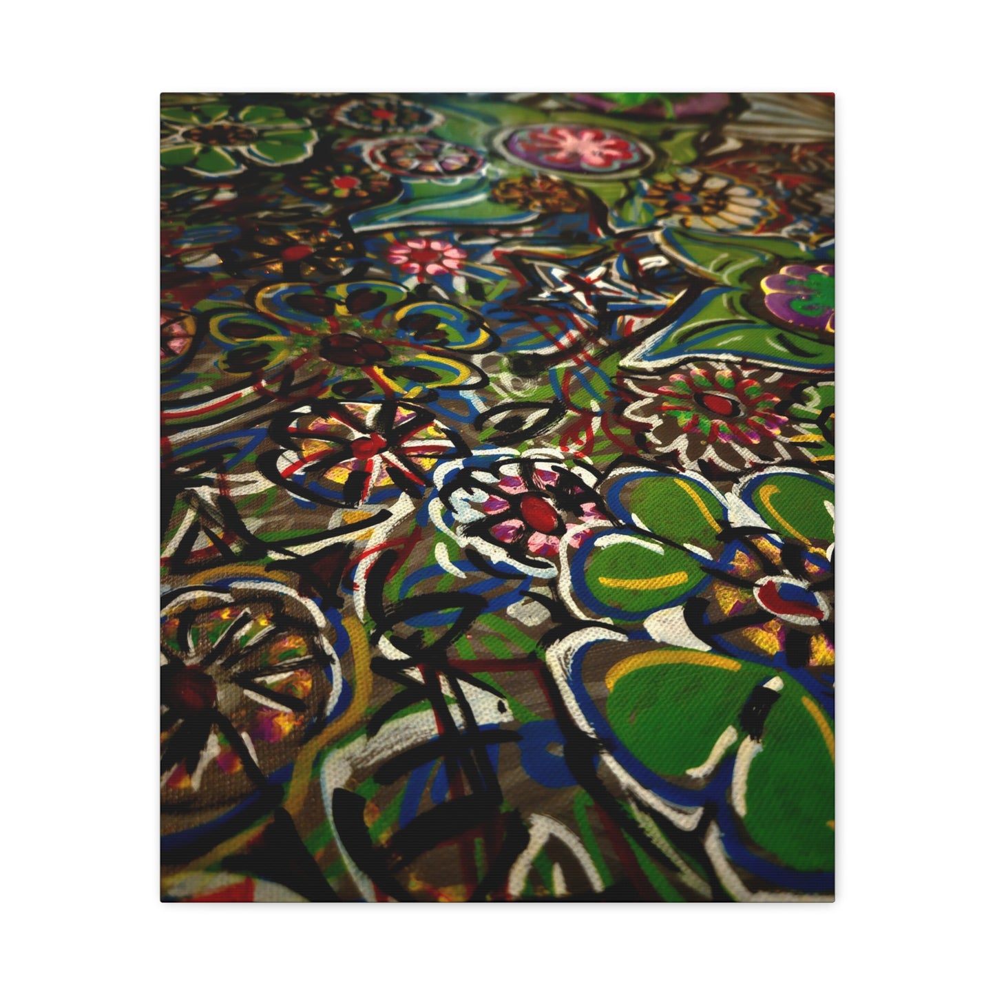 Urban_Gardening - Abstract Floral Canvas Print — Colorful Street-Art Style Stretched Wall Art