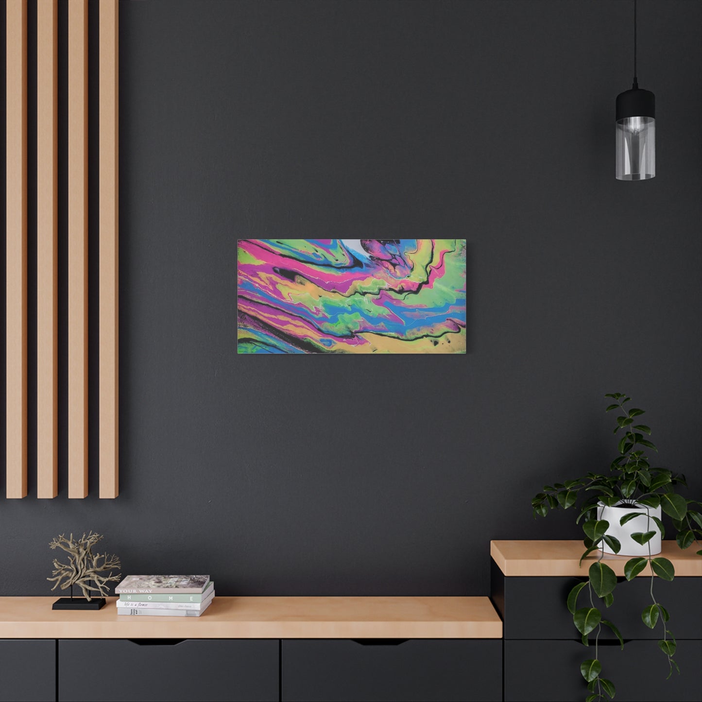 Abstract Neon Fluid Art Canvas Print — Vibrant Psychedelic Wall Decor