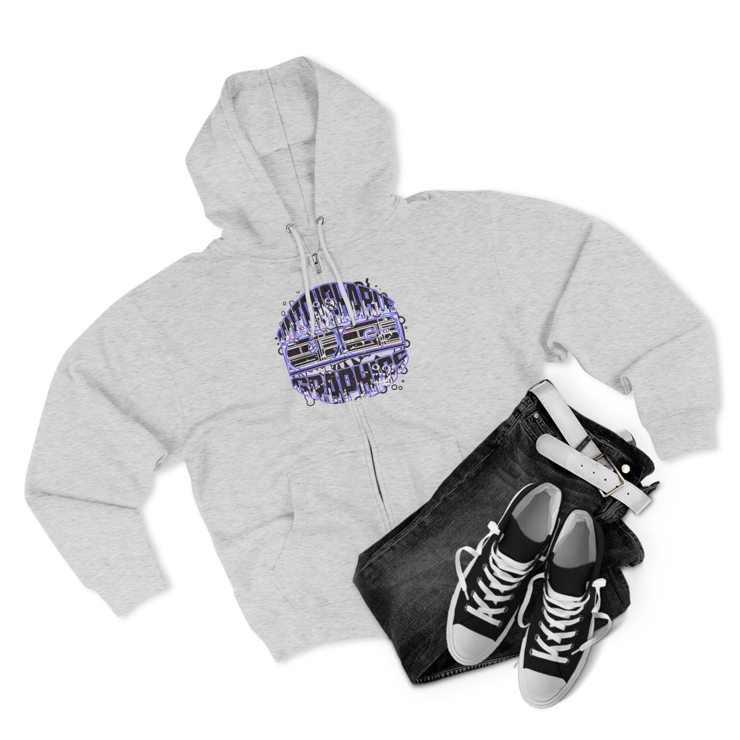 UG-logo - Zip Hoodie with Abstract Cyber Circuit Circle Graphic