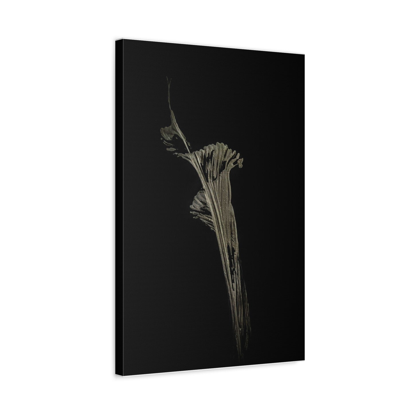 Calla Lilly - Minimalist Botanical Canvas Print — Monochrome Flower Art on Black Matte