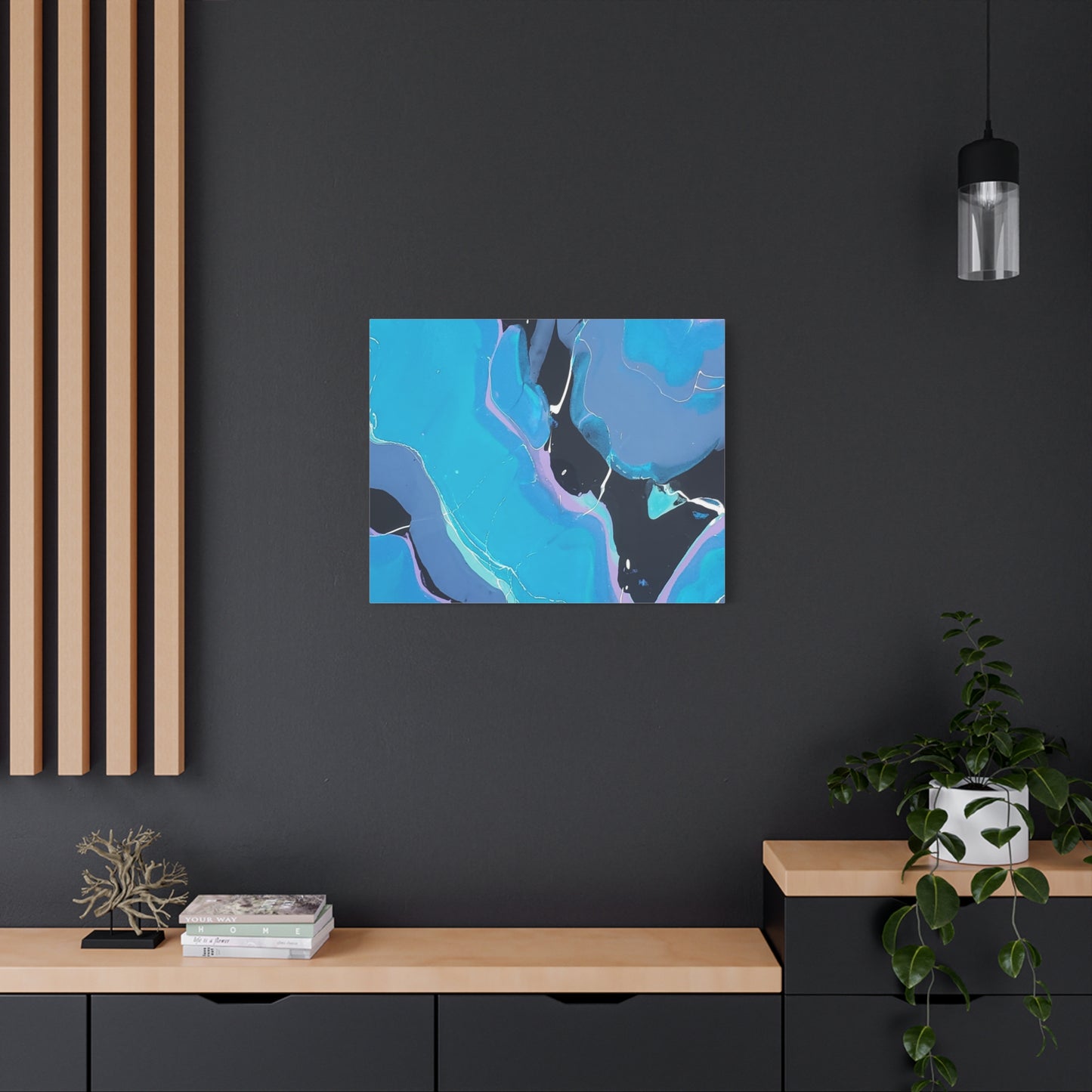 Abstract Blue Fluid Art Canvas Print — Matte Stretched Wall Art 1.25"
