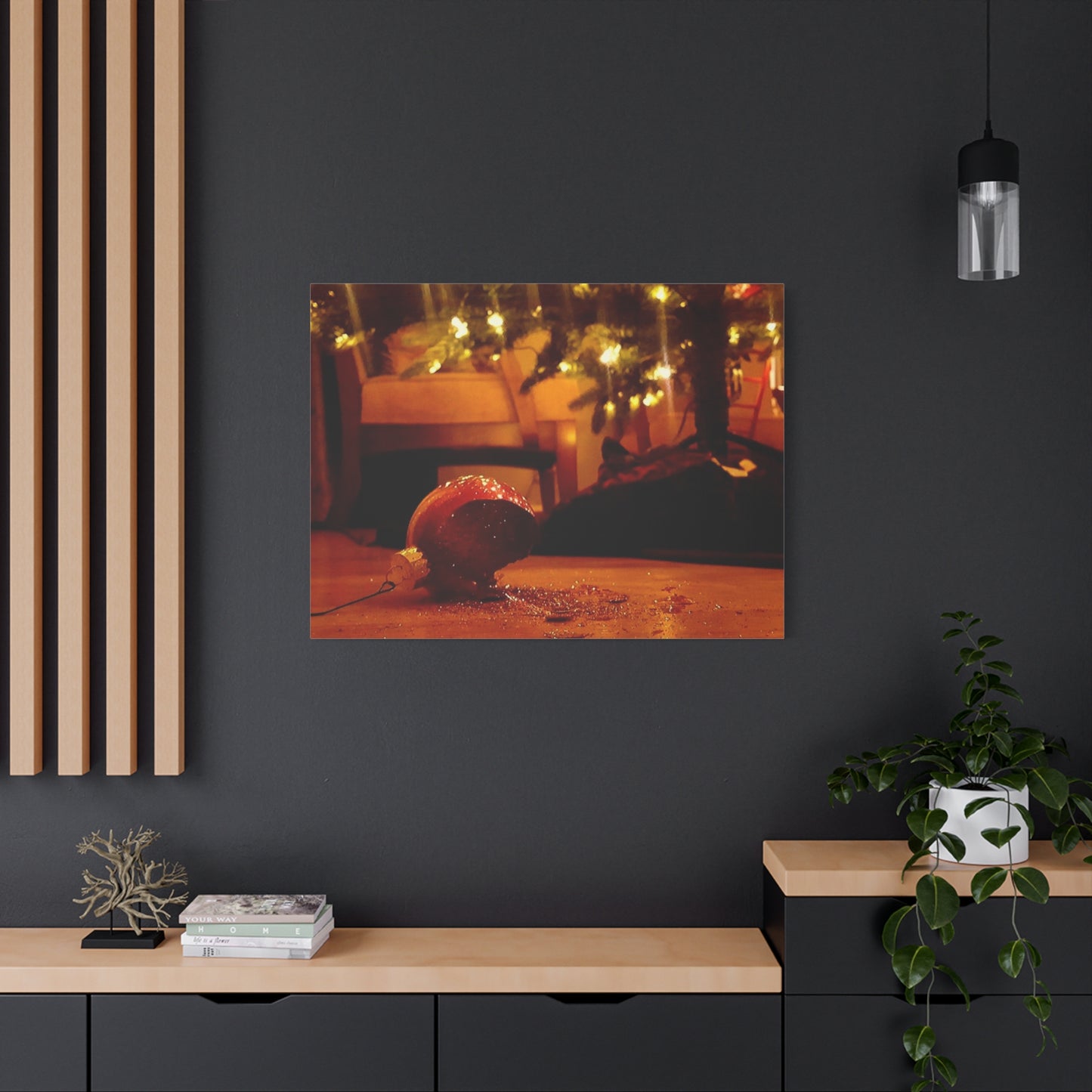 Christmas Tree Ornament Photo Canvas – Cozy Holiday Still Life Wall Art