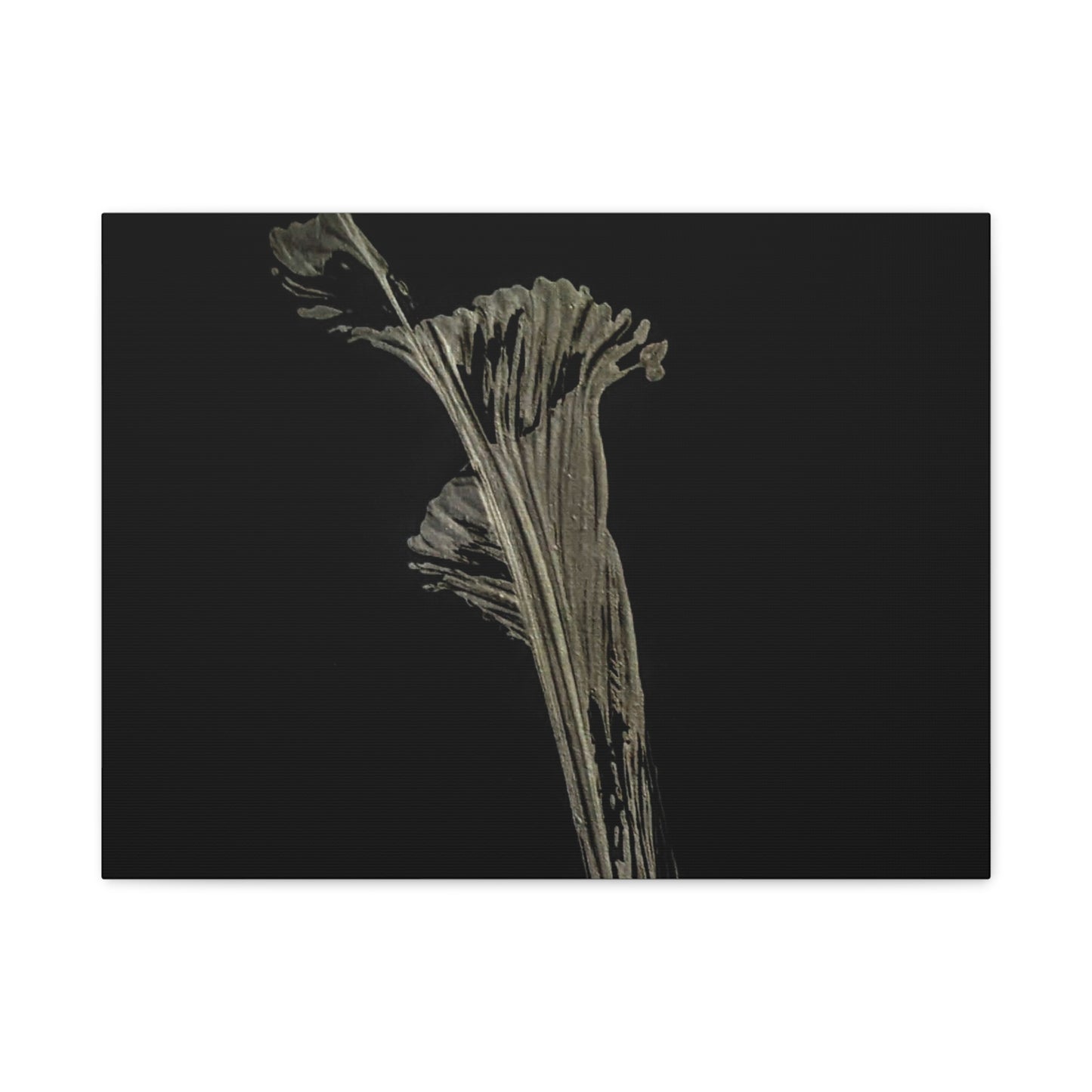 Calla Lilly - Minimalist Botanical Canvas Print — Monochrome Flower Art on Black Matte