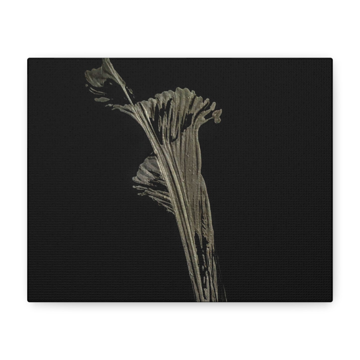 Calla Lilly - Minimalist Botanical Canvas Print — Monochrome Flower Art on Black Matte