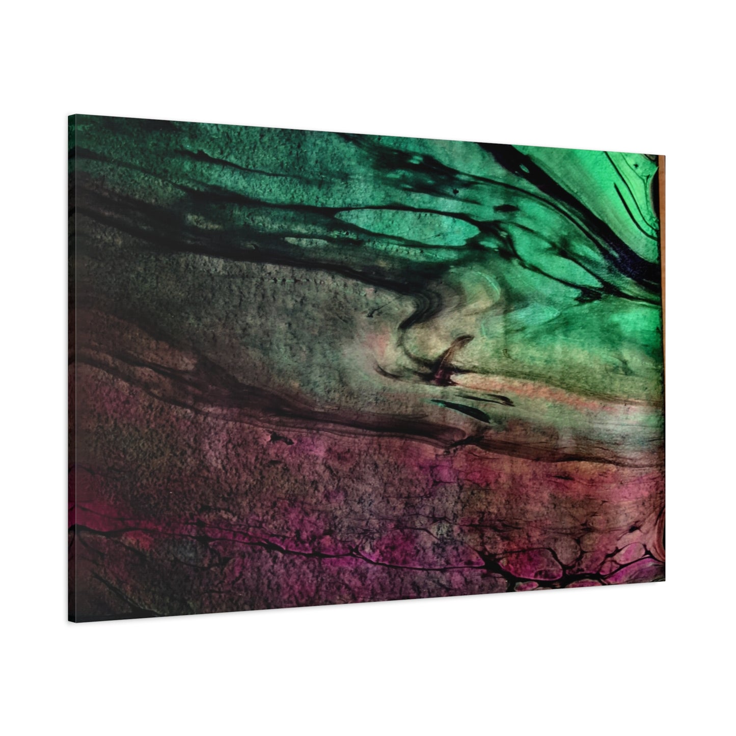 flame tempered pour - Abstract Teal & Magenta Canvas Wall Art — Matte Stretched 1.25"