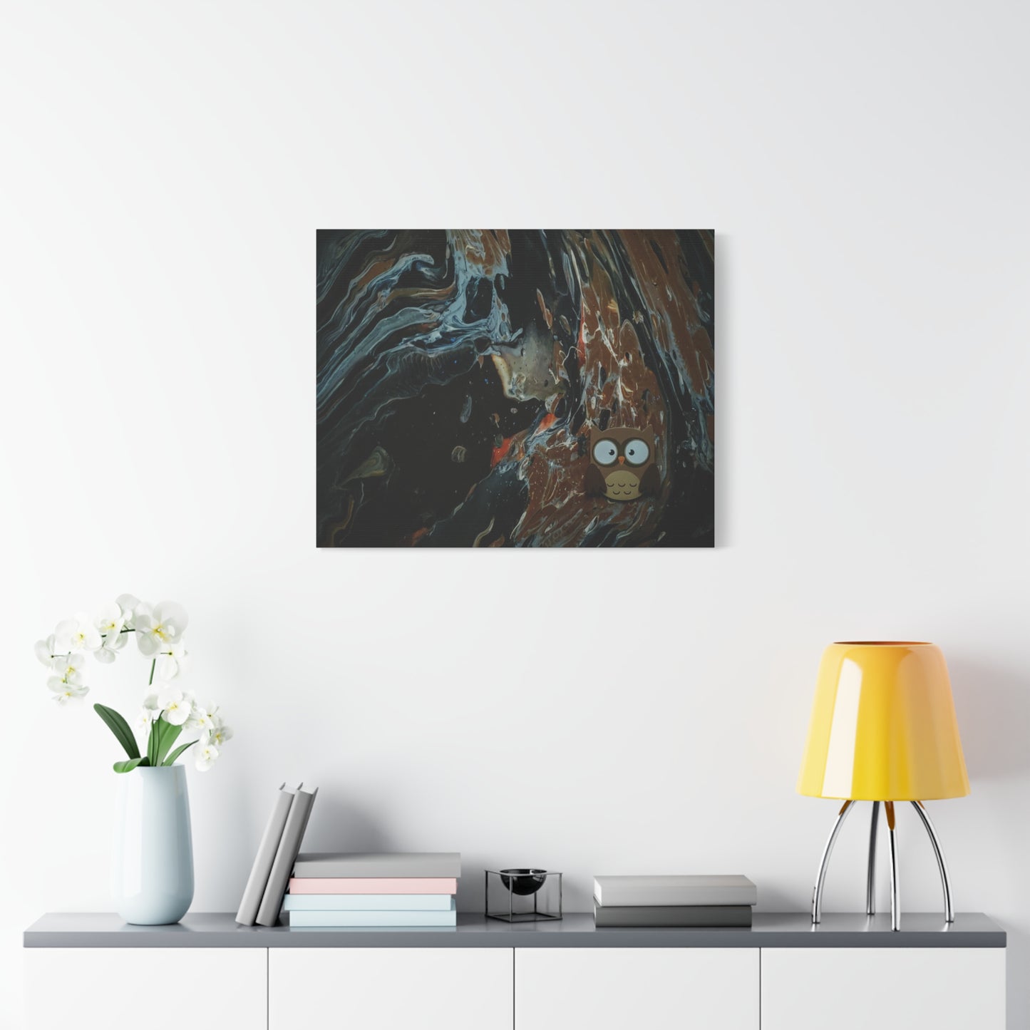 Abstract Swirl Owl Matte Canvas Print