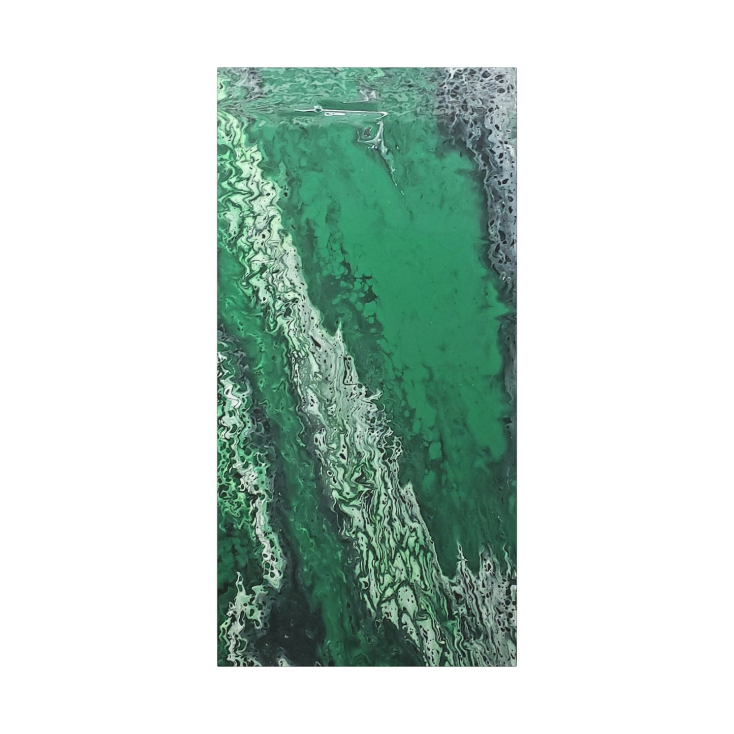 Emerald Wave Abstract Canvas Print — Matte Stretched Wall Art
