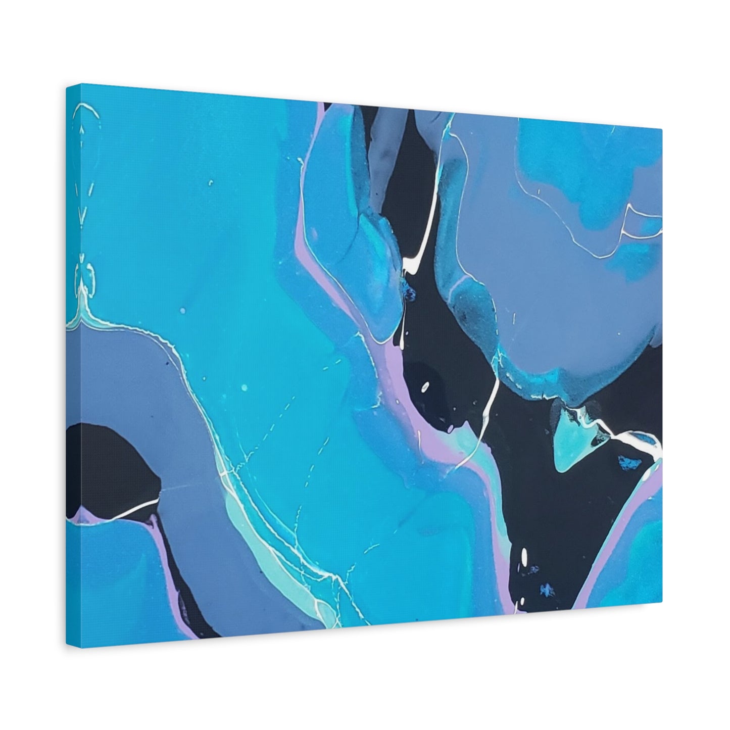 Abstract Blue Fluid Art Canvas Print — Matte Stretched Wall Art 1.25"