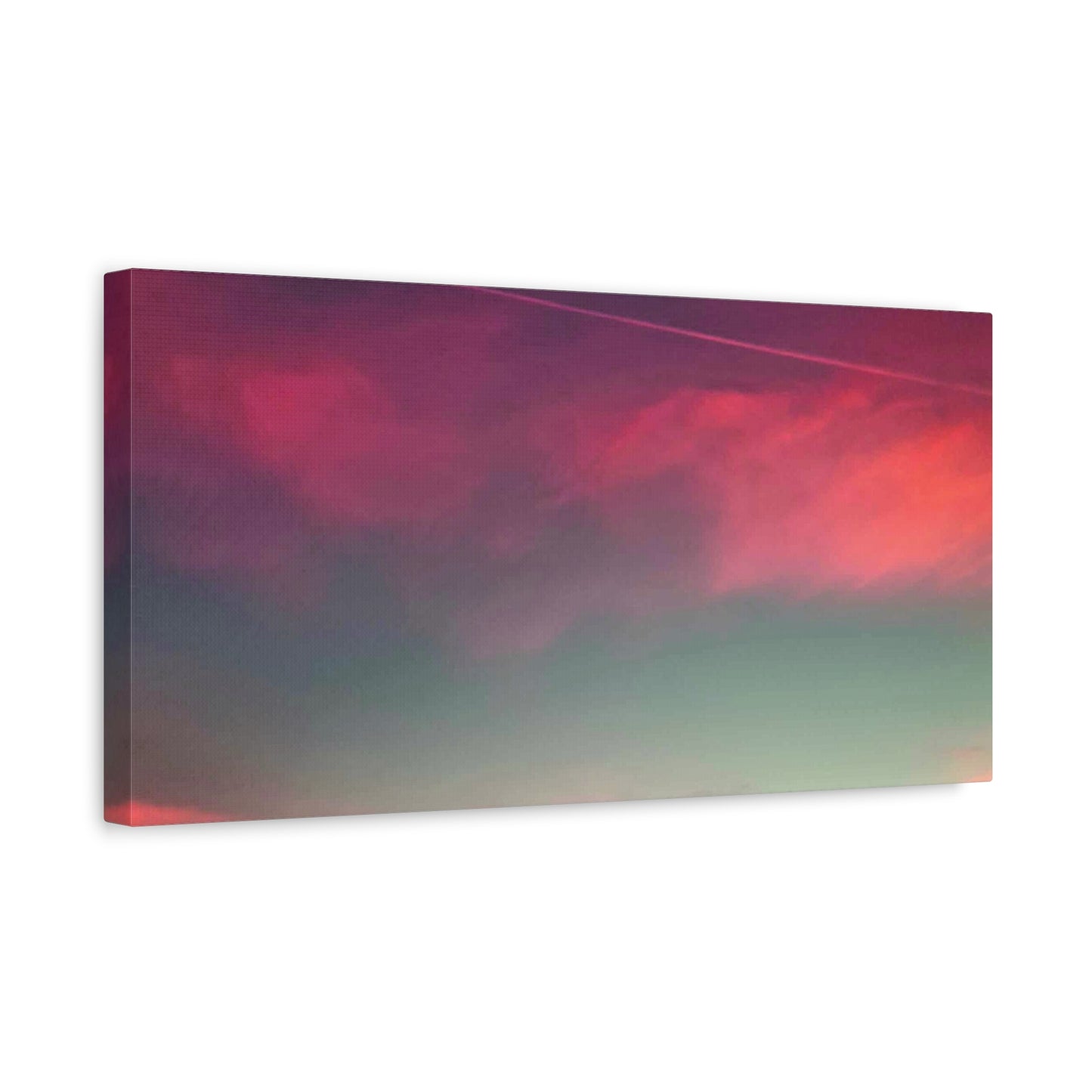 pink sky at morning - Horizon Matte Canvas Print — Vibrant Pink & Teal Sky Wall Art, Stretched 1.25"