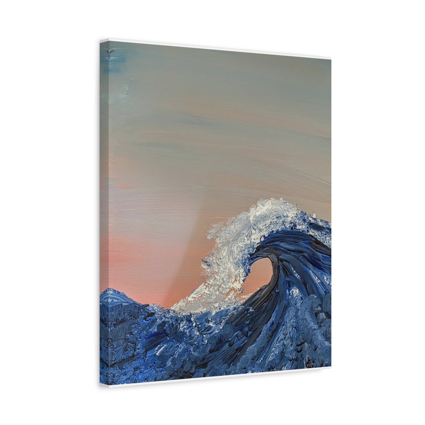 California_Coast - Ocean Wave Canvas Art — Blue Wave Seascape Matte Stretched Canvas