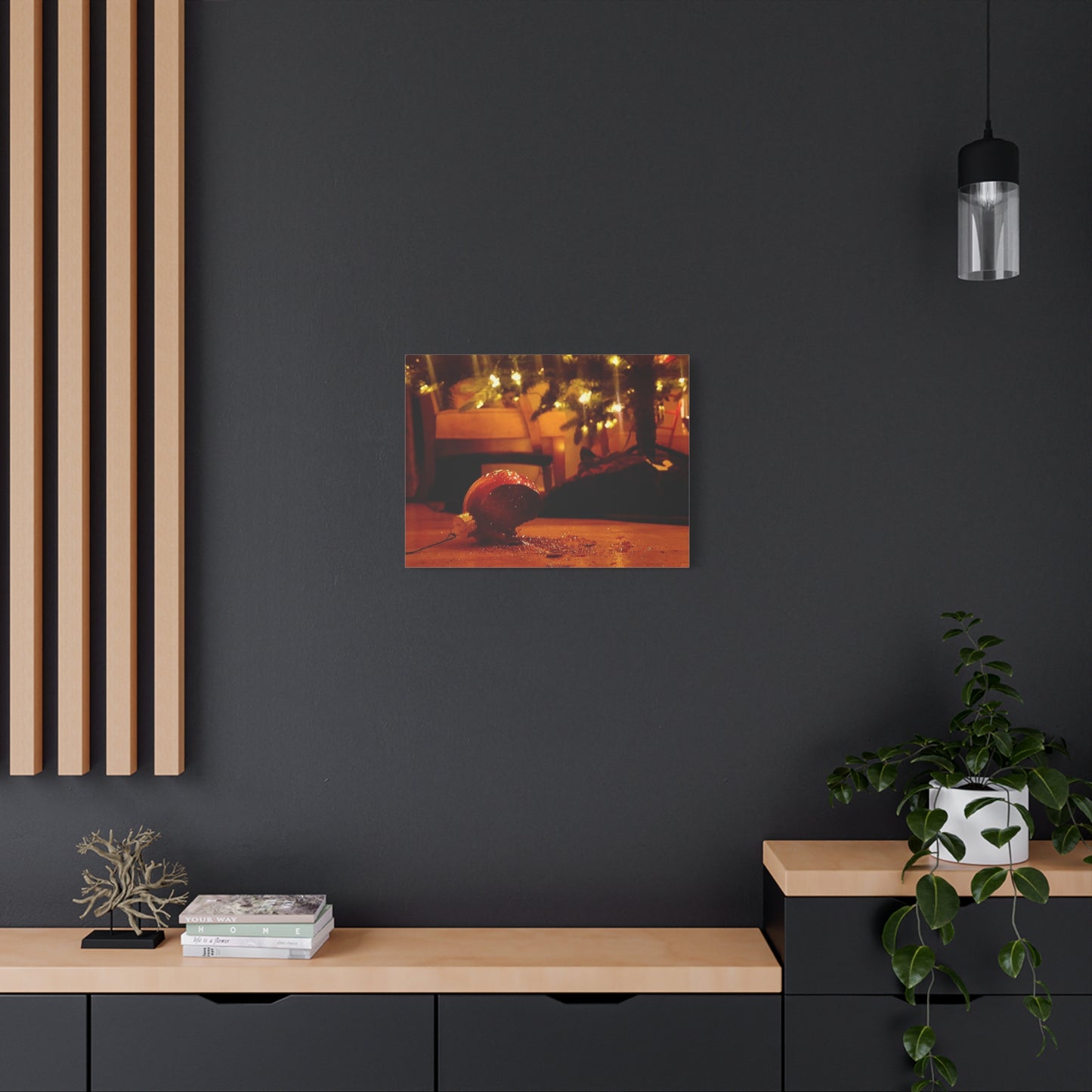 Christmas Tree Ornament Photo Canvas – Cozy Holiday Still Life Wall Art