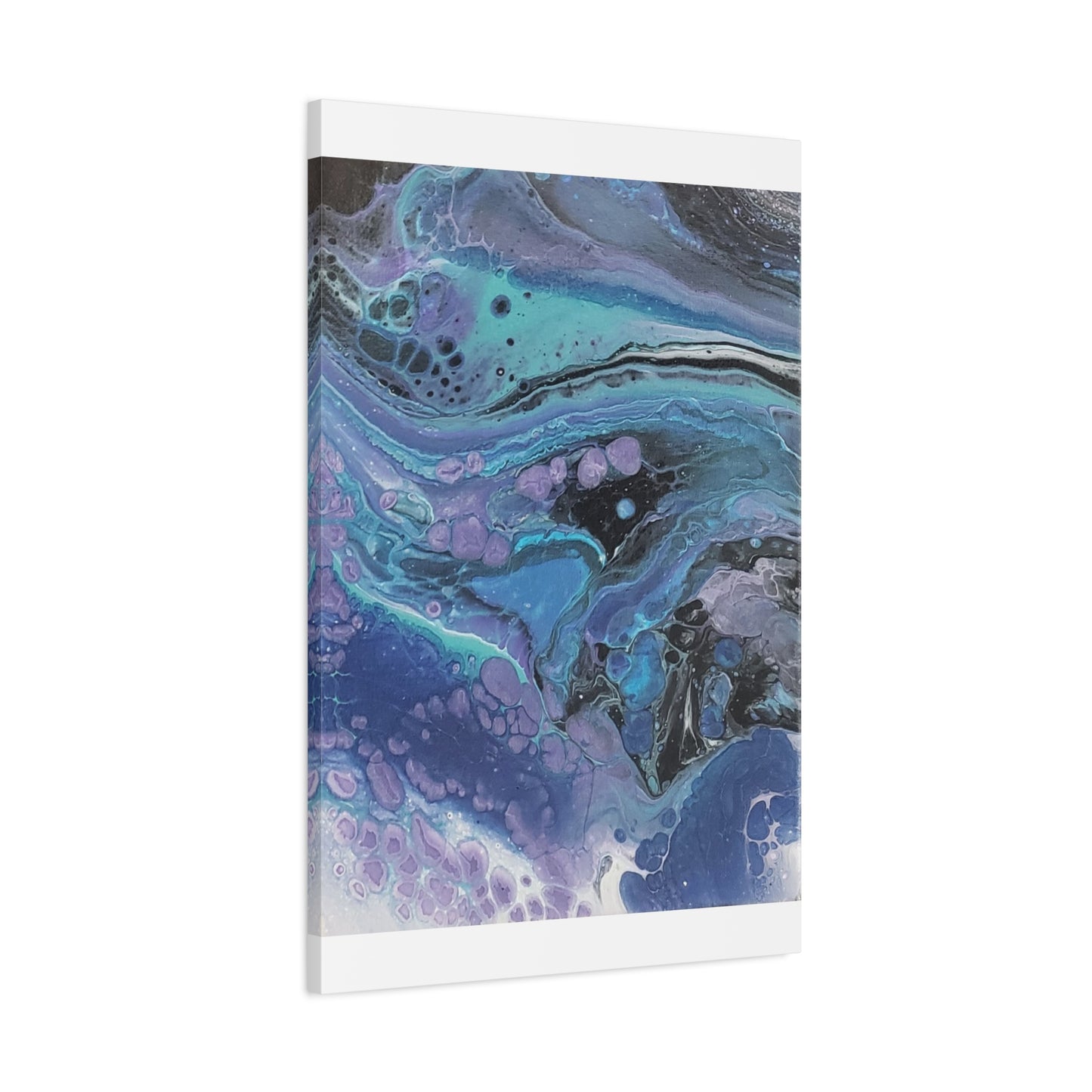 Abstract Ocean Wave Matte Canvas Print — Blue & Purple Fluid Art, Stretched 1.25"