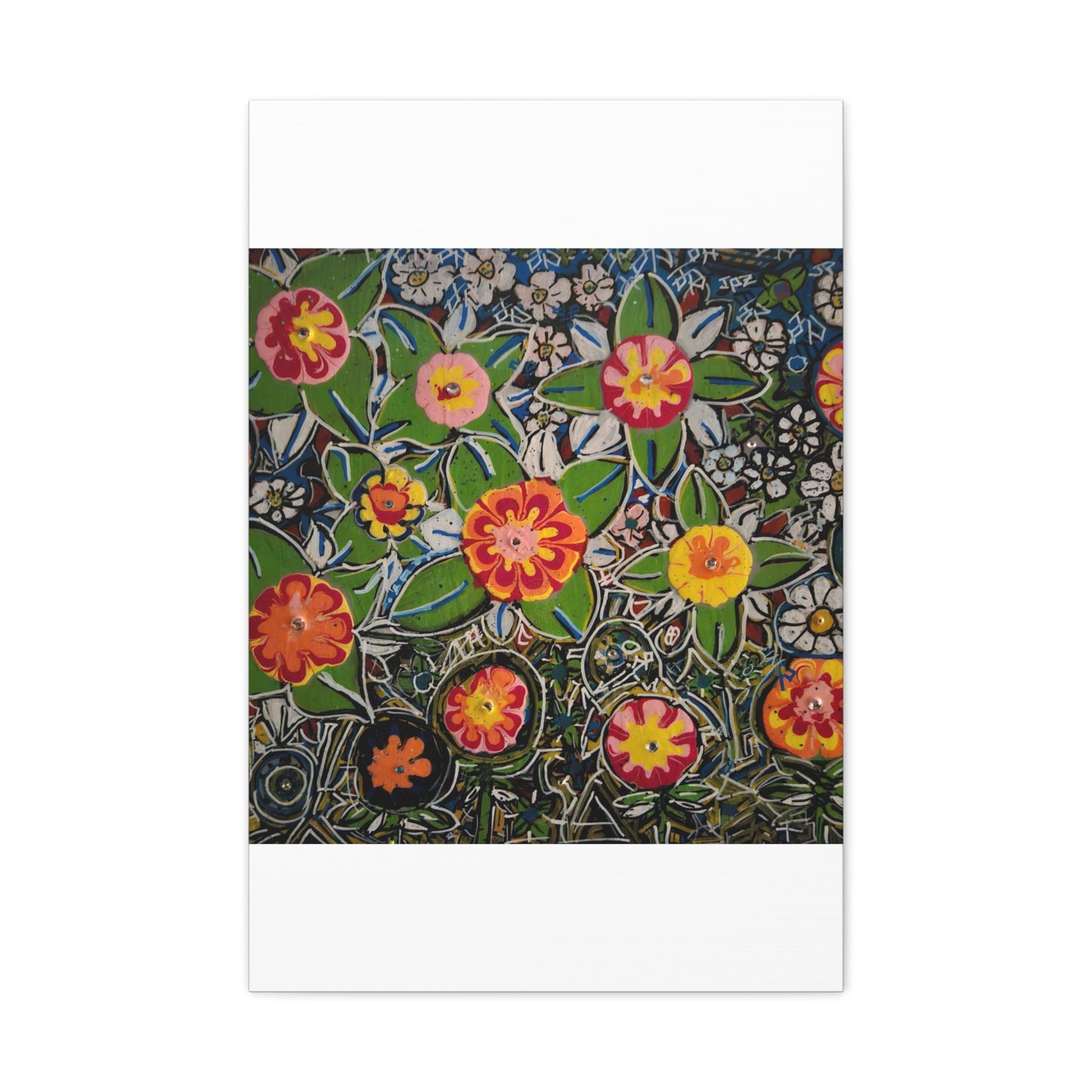 Urban_gardening-04 - Floral Pop Matte Stretched Canvas – Colorful Hand-Painted Garden Wall Art