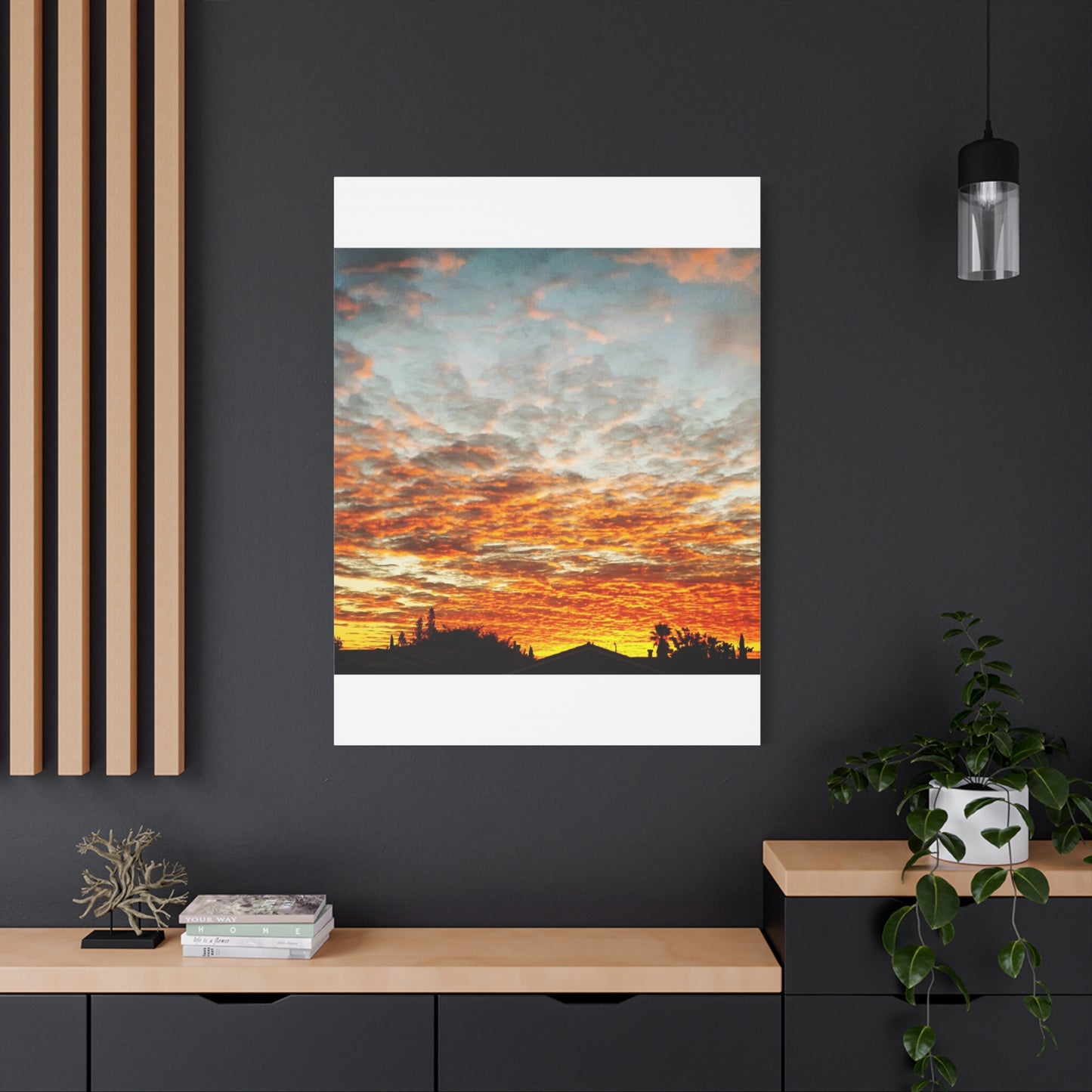 Sunset Sky Canvas Print — Orange Cloudscape Matte Stretched Wall Art