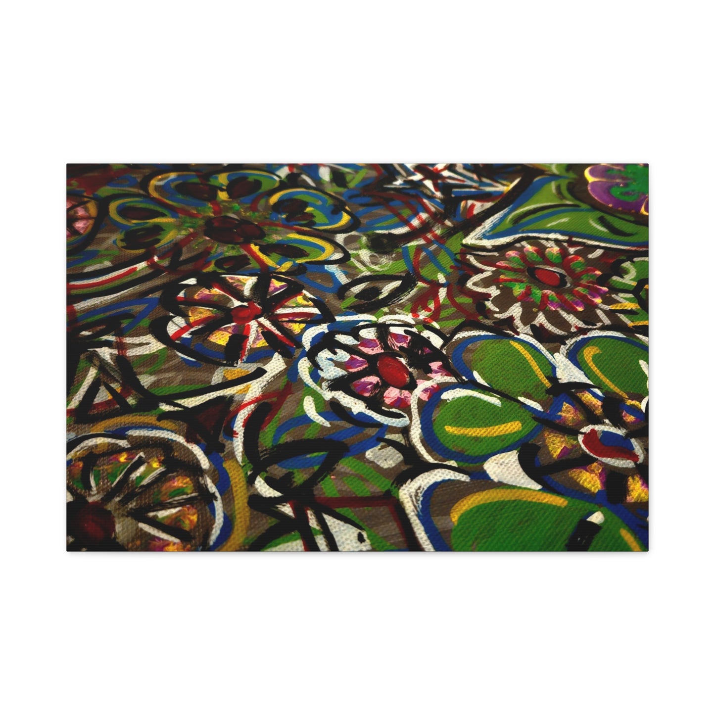 Urban_Gardening - Abstract Floral Canvas Print — Colorful Street-Art Style Stretched Wall Art