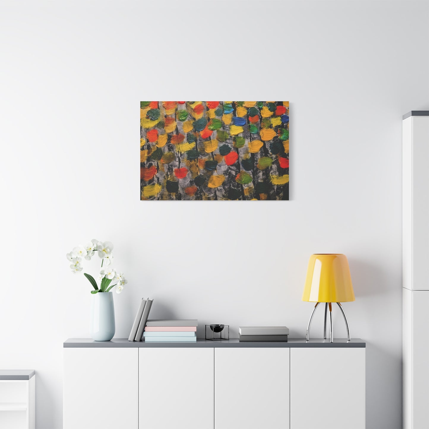 birch trees with color strokes - Abstract Color Bloom Matte Canvas Wall Art — Stretched 1.25"