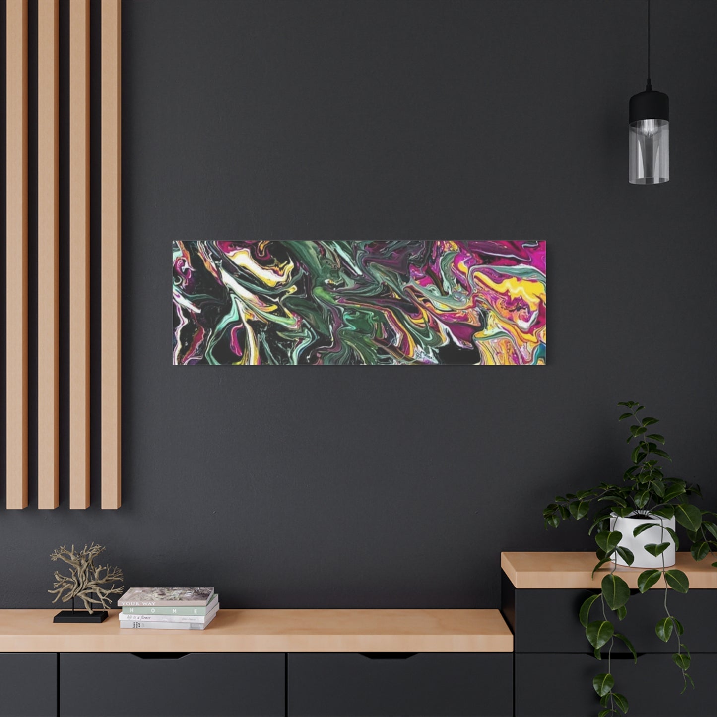 chaos in the garden - Abstract Fluid Art Matte Canvas Print - Colorful Swirl Wall Art