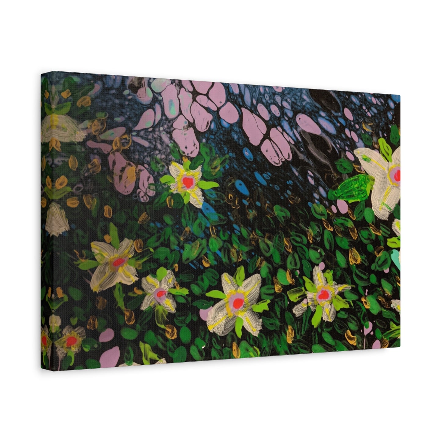 Floetrol&Flowers - Night Pour Garden Matte Canvas Print — Stretched Wall Art