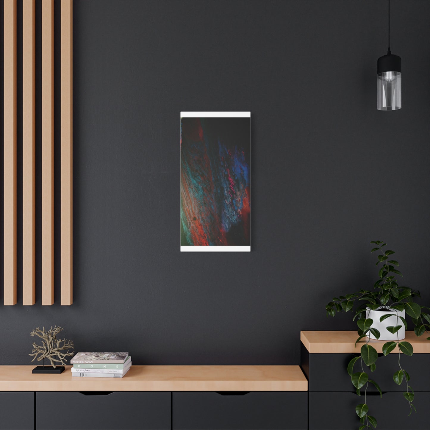Abstract Fluid Art Canvas Wall Art - Jupiter pour — Vibrant Ocean Night Matte Stretched Canvas