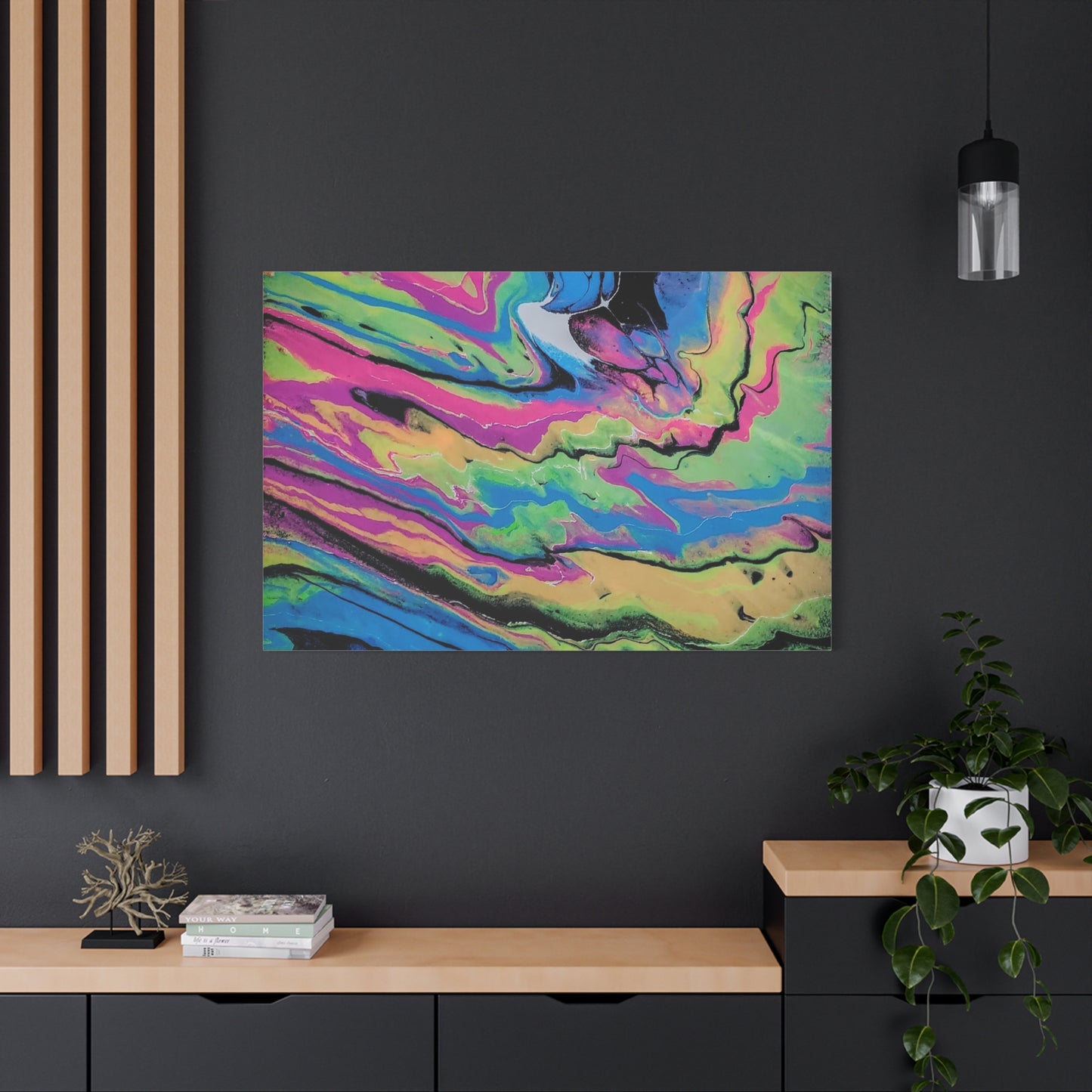 Abstract Neon Fluid Art Canvas Print — Vibrant Psychedelic Wall Decor