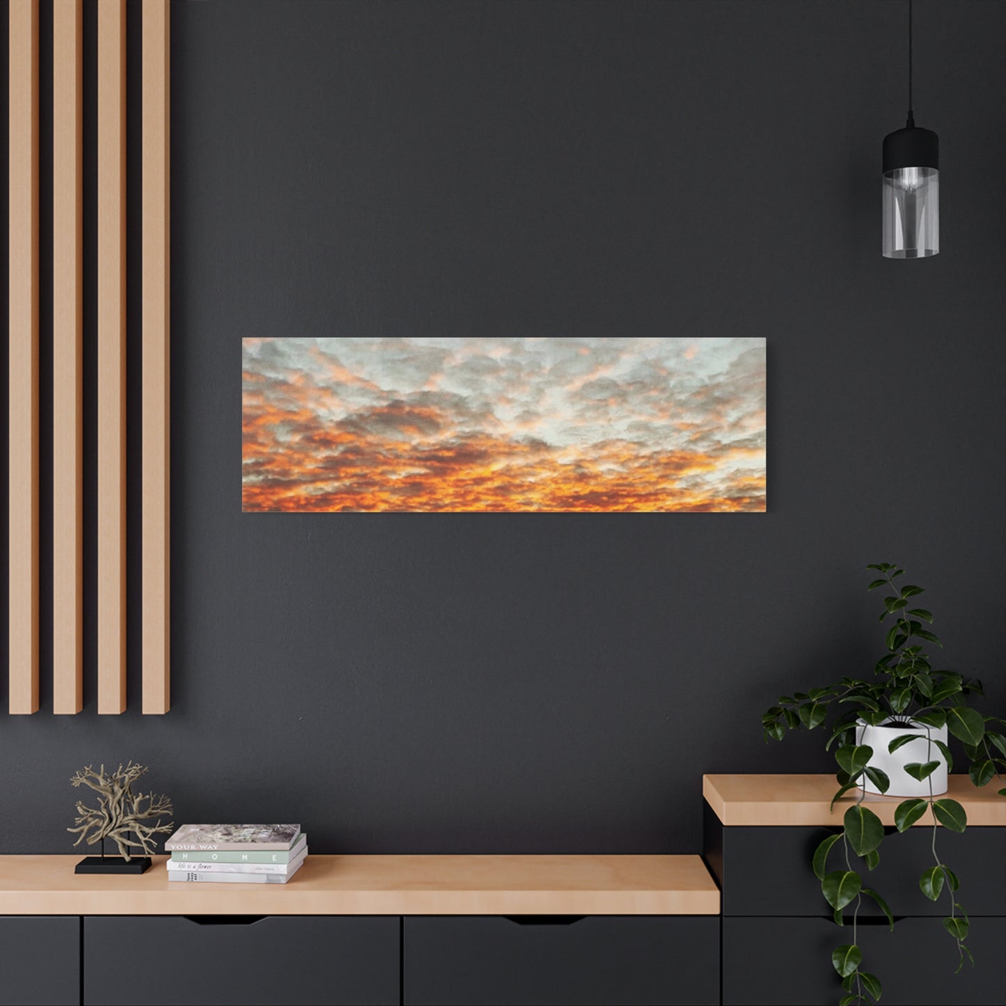 Sunset Sky Canvas Print — Orange Cloudscape Matte Stretched Wall Art