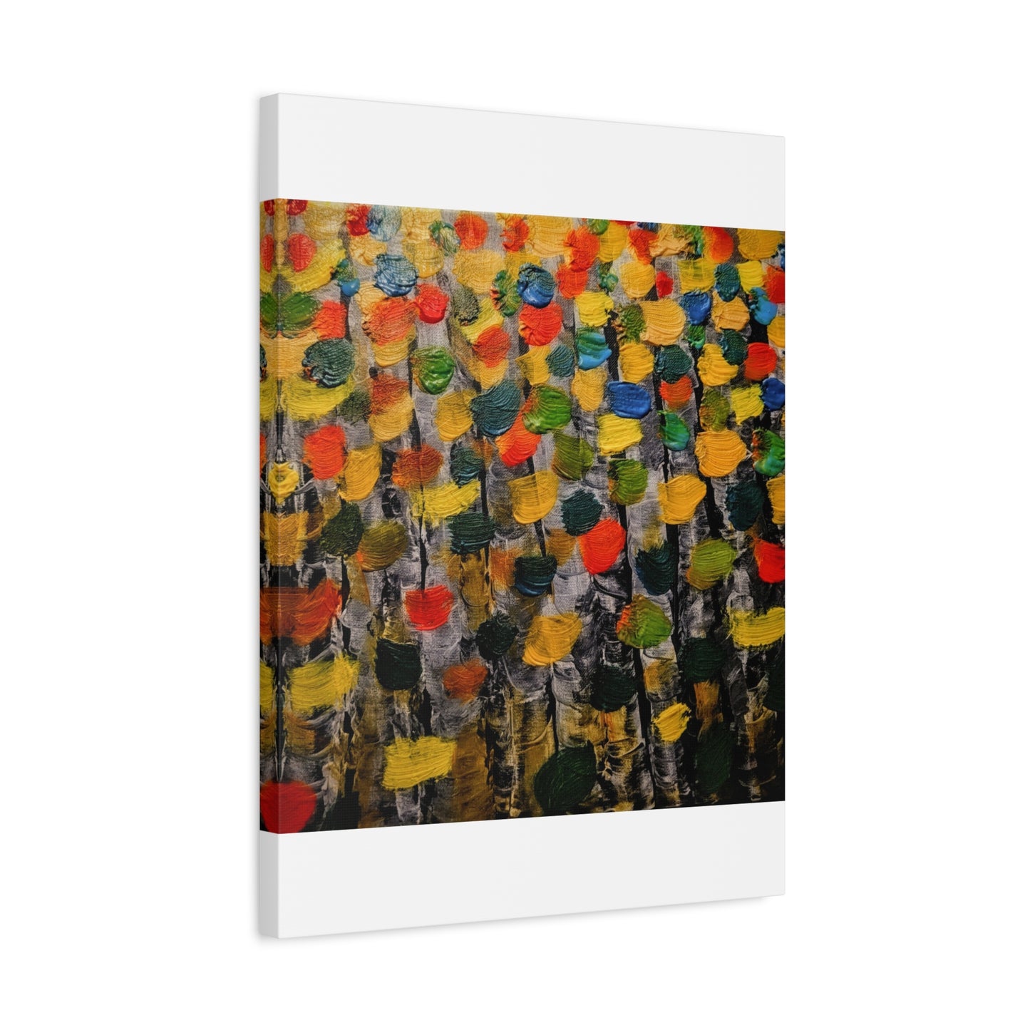 birch trees with color strokes - Abstract Color Bloom Matte Canvas Wall Art — Stretched 1.25"
