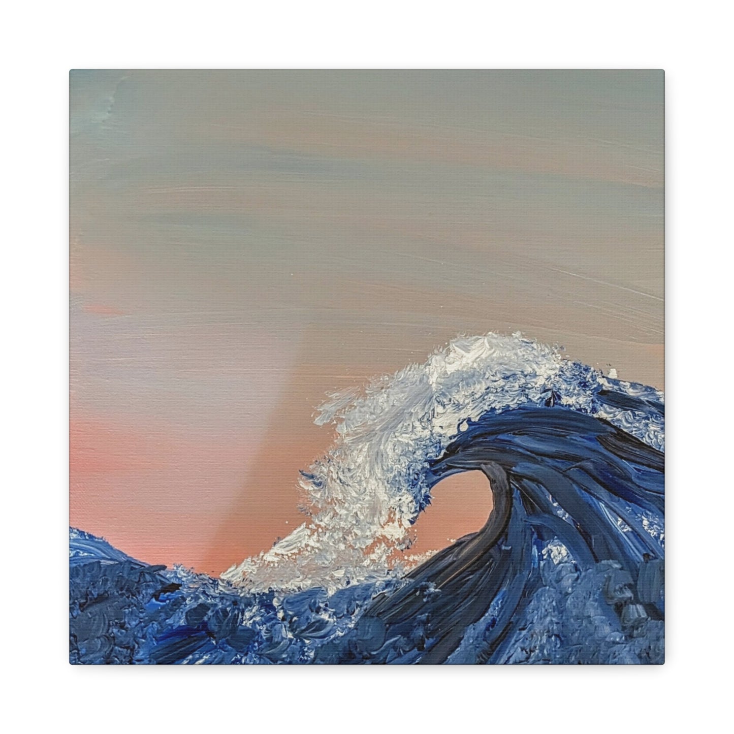 California_Coast - Ocean Wave Canvas Art — Blue Wave Seascape Matte Stretched Canvas