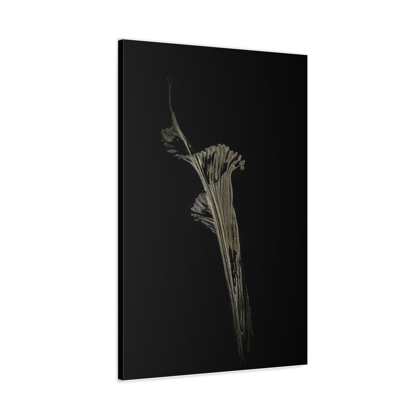 Calla Lilly - Minimalist Botanical Canvas Print — Monochrome Flower Art on Black Matte