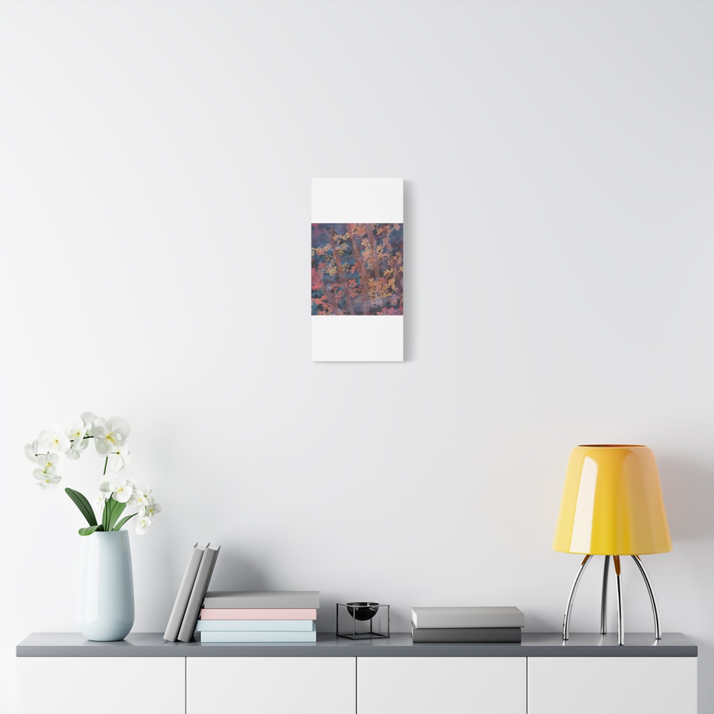 Abstract Floral Canvas Print — Moody Pink & Blue Stretched Wall Art