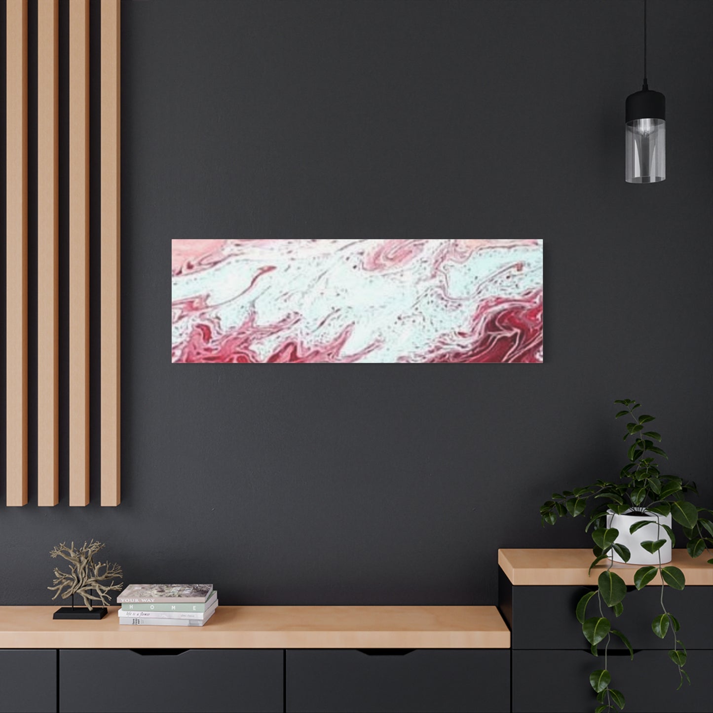 Abstract Pink & Red Fluid Art Canvas — Matte Stretched Wall Art