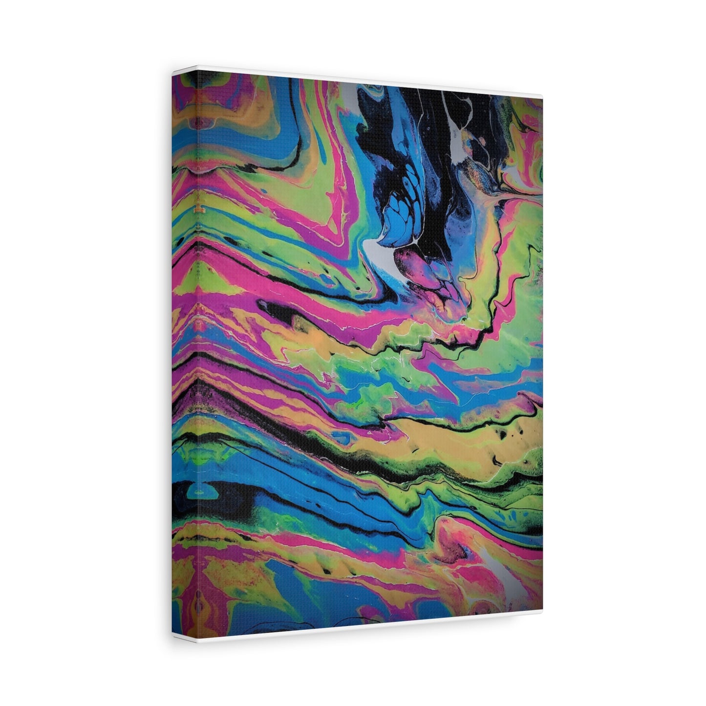 Abstract Neon Fluid Art Canvas Print — Vibrant Psychedelic Wall Decor
