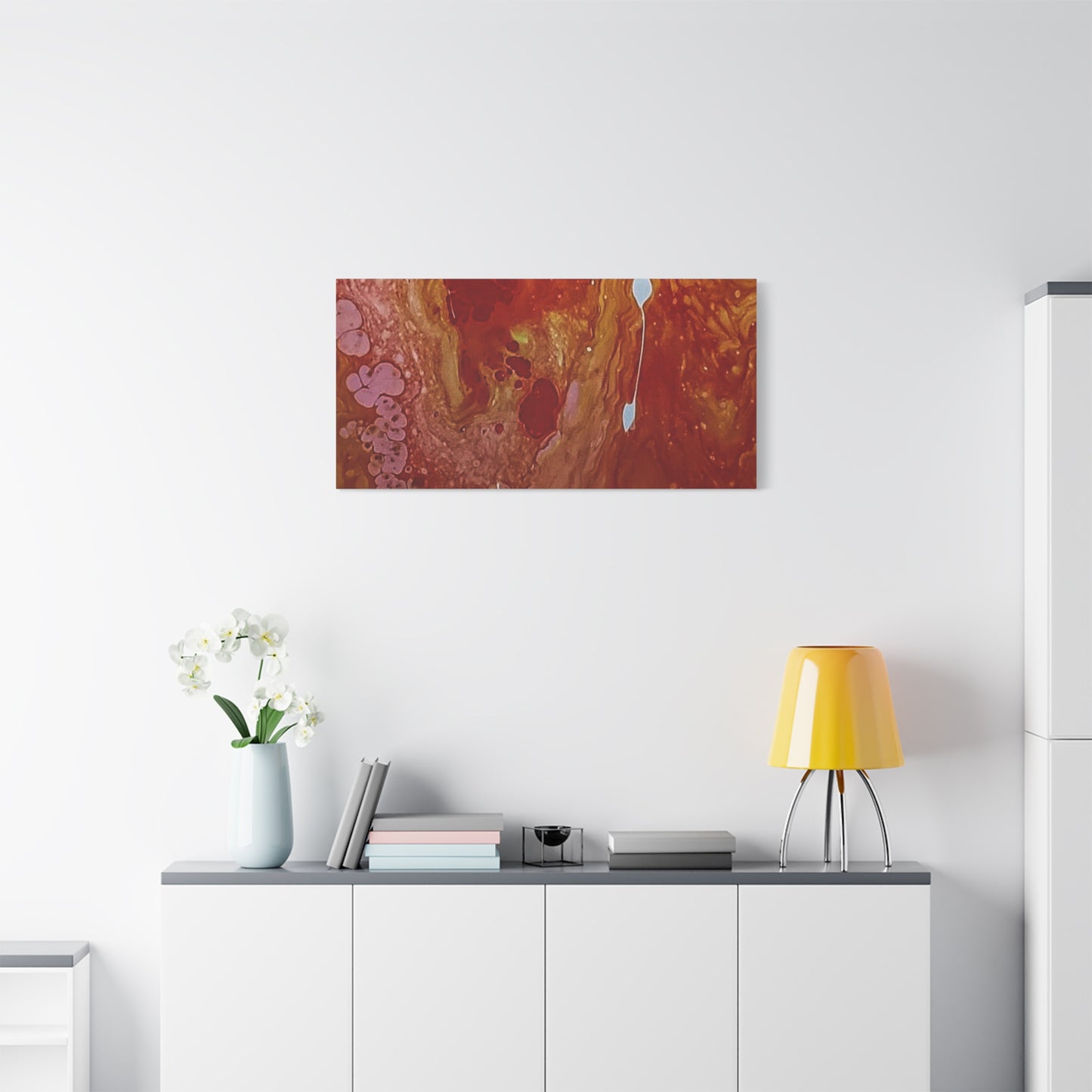 Abstract Red Fluid Art Canvas Print — Matte Stretched Wall Art