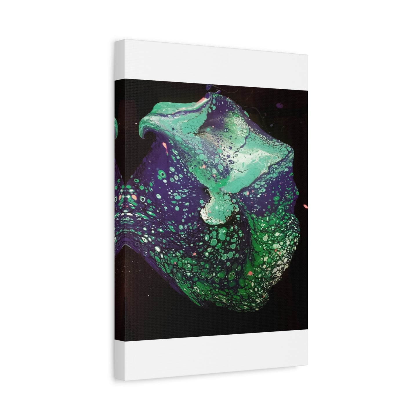 Abstract Green & Teal Fluid Art Canvas Print - Matte Stretched Wall Art