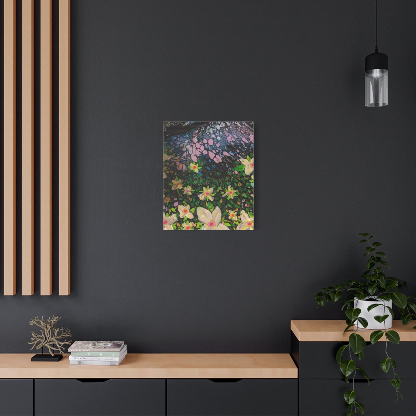 Floetrol&Flowers - Night Pour Garden Matte Canvas Print — Stretched Wall Art