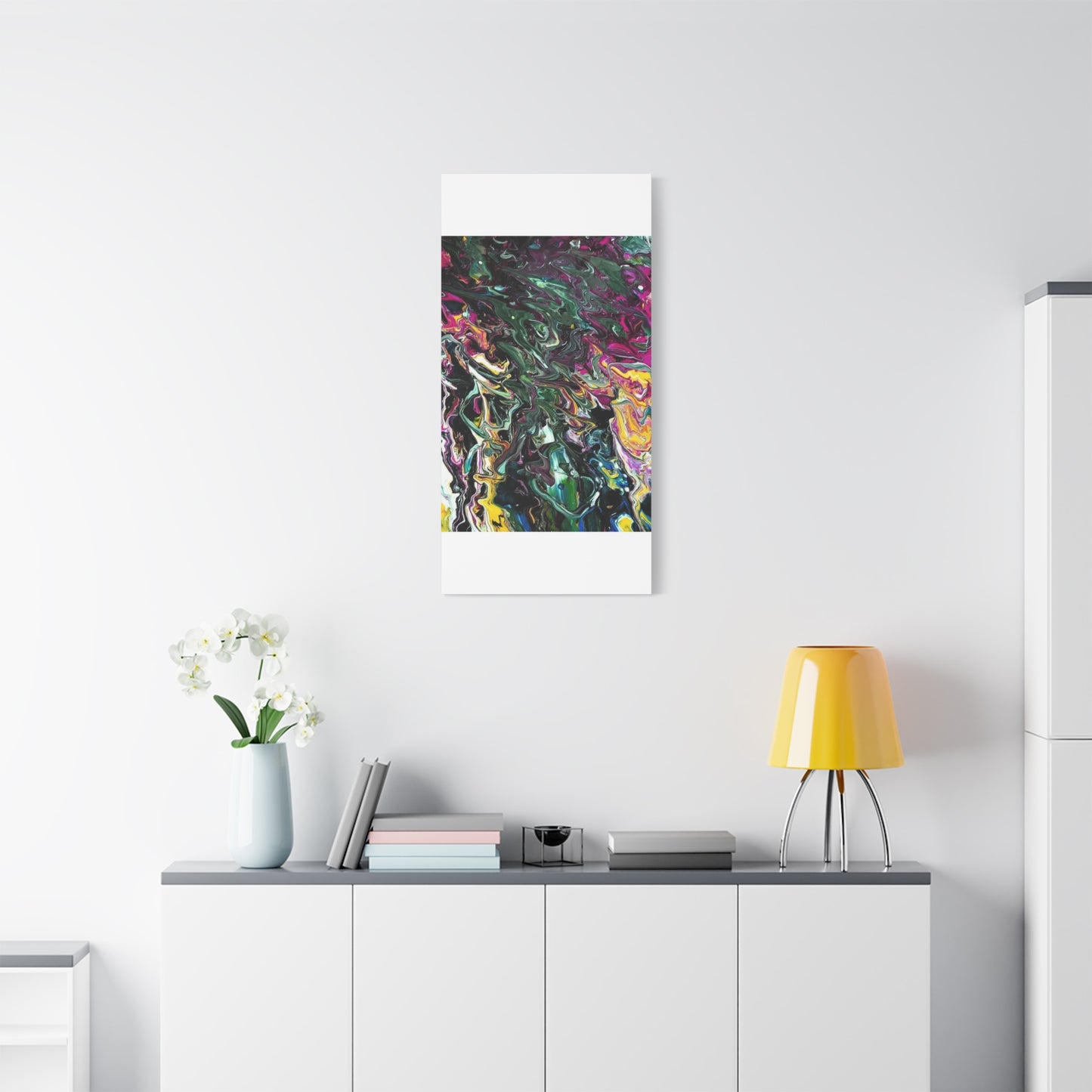 chaos in the garden - Abstract Fluid Art Matte Canvas Print - Colorful Swirl Wall Art