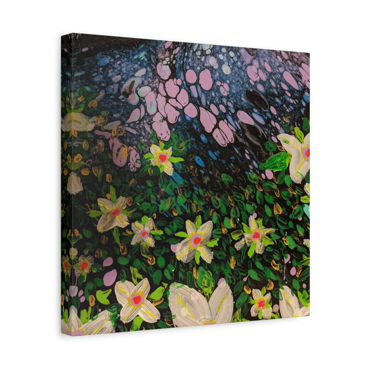 Floetrol&Flowers - Night Pour Garden Matte Canvas Print — Stretched Wall Art