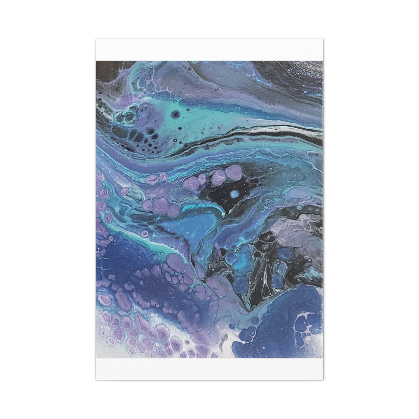 Abstract Ocean Wave Matte Canvas Print — Blue & Purple Fluid Art, Stretched 1.25"