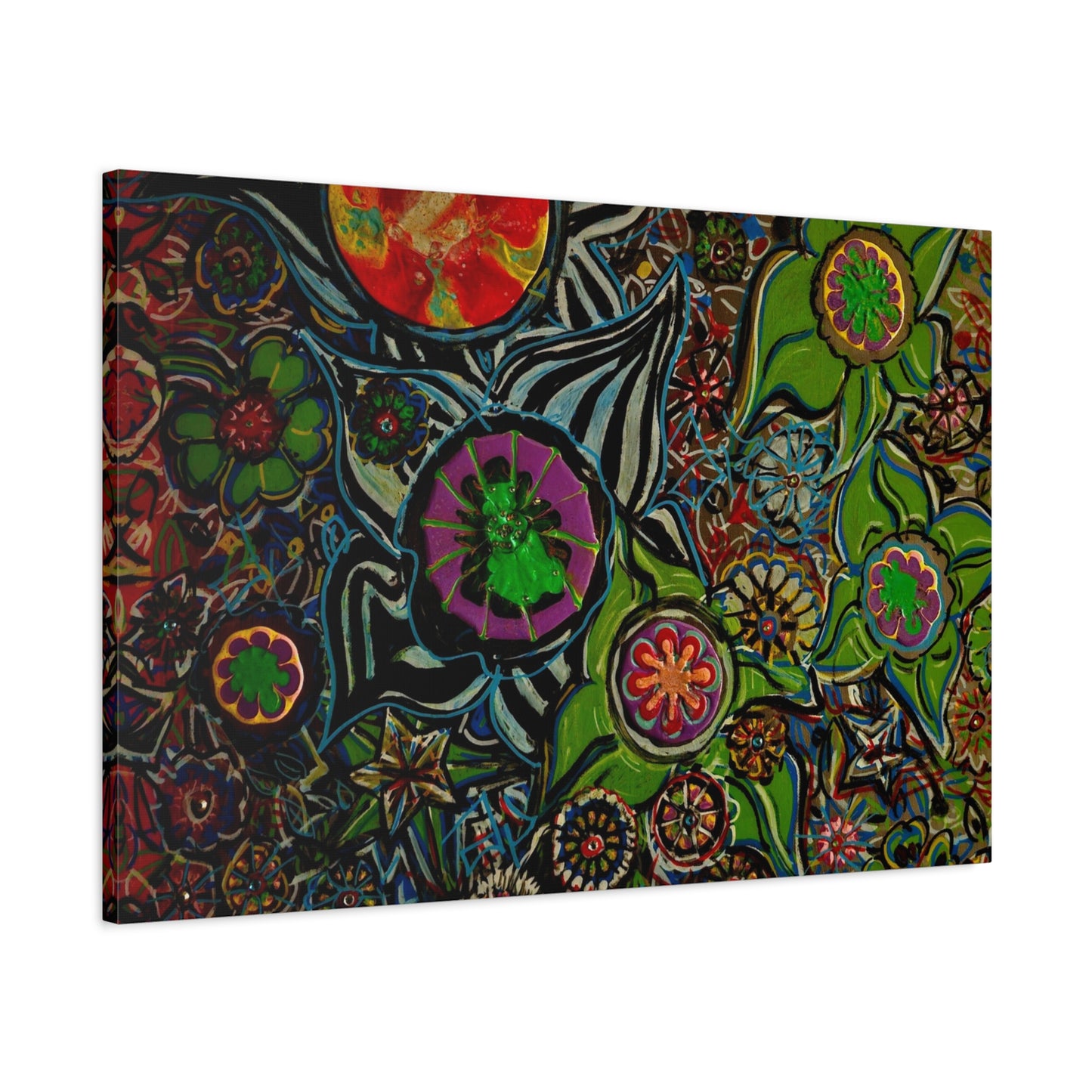 Urban_gardening-03 - Psychedelic Floral Canvas Print — Vibrant Abstract Garden Wall Art