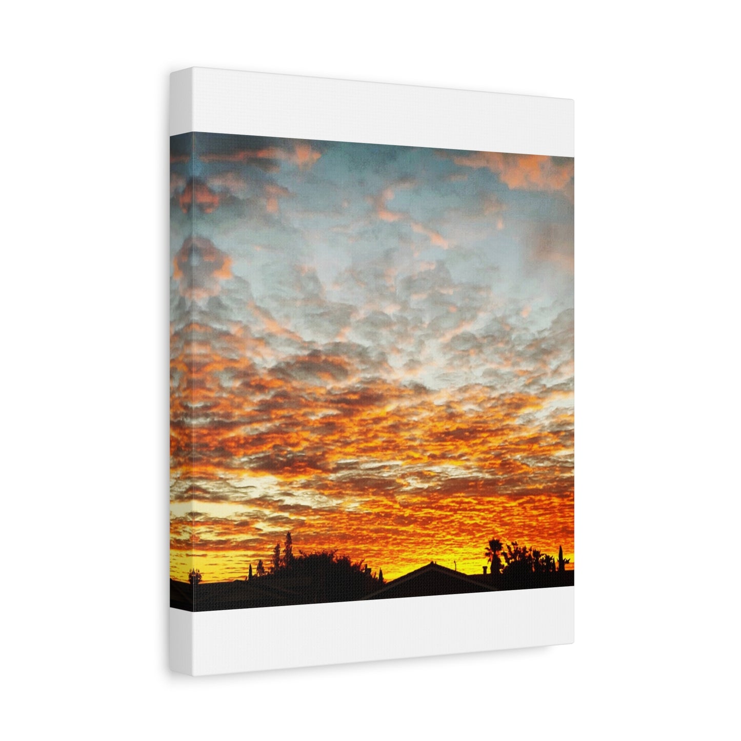 Sunset Sky Canvas Print — Orange Cloudscape Matte Stretched Wall Art