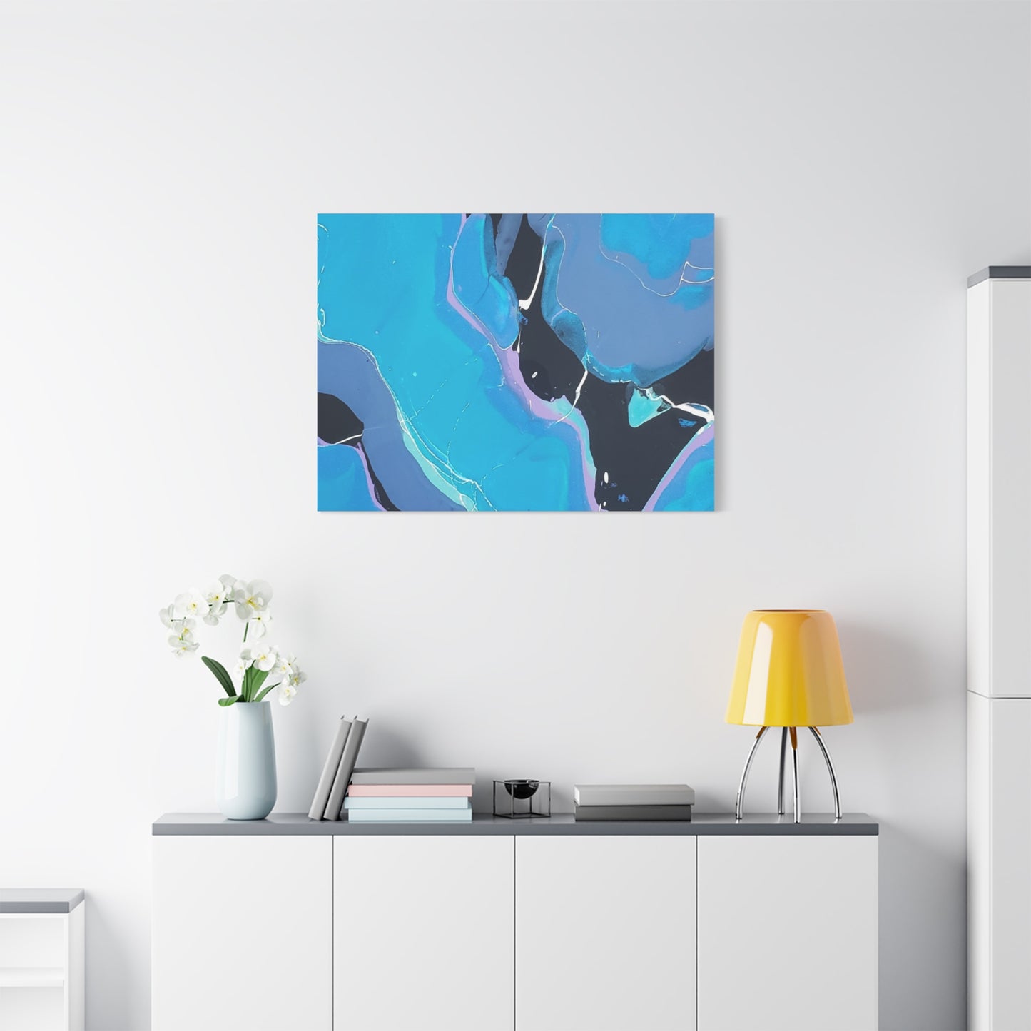 Abstract Blue Fluid Art Canvas Print — Matte Stretched Wall Art 1.25"