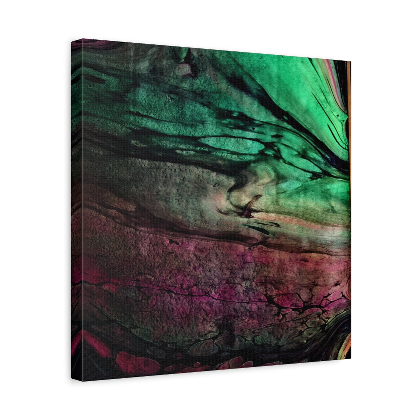 flame tempered pour - Abstract Teal & Magenta Canvas Wall Art — Matte Stretched 1.25"